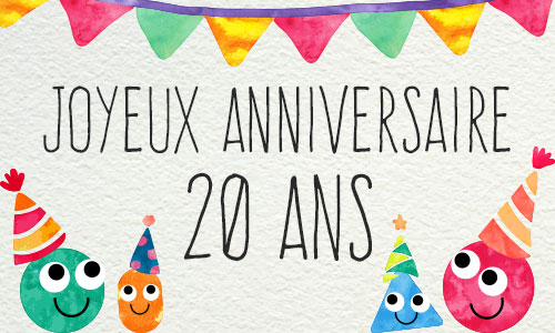 Carte anniversaire humour 20 ans aquarelle