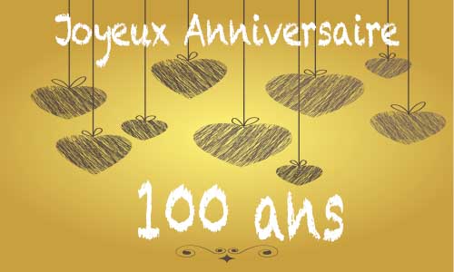 Carte anniversaire amour 100 ans craie coeur