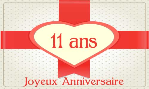 Carte anniversaire amour 11 ans cadeau
