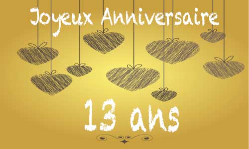 Carte anniversaire amour 13 ans craie coeur