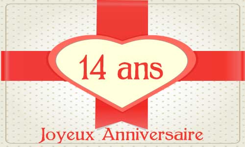 Carte anniversaire amour 14 ans cadeau