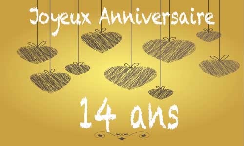Carte anniversaire amour 14 ans craie coeur