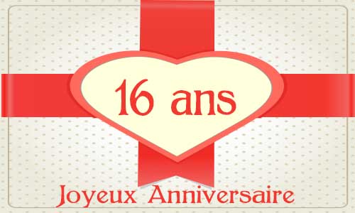 Carte anniversaire amour 16 ans cadeau