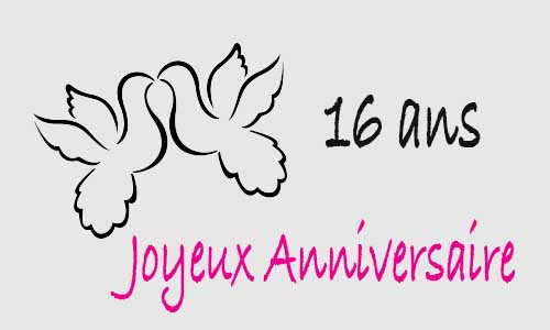 Carte anniversaire amour 16 ans colombe