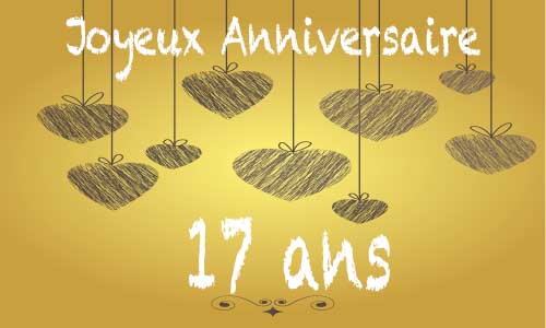 Carte anniversaire amour 17 ans craie coeur