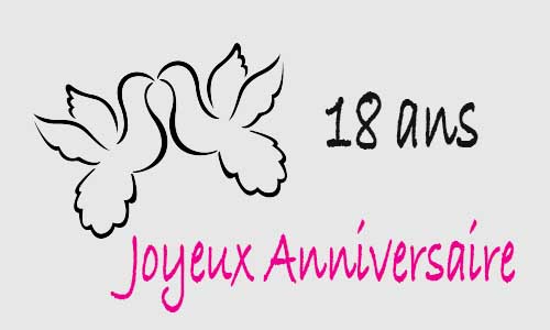Carte anniversaire amour 18 ans colombe