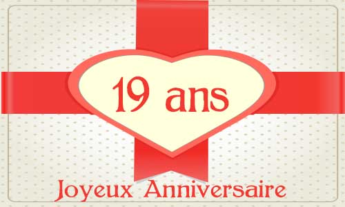 Carte anniversaire amour 19 ans cadeau