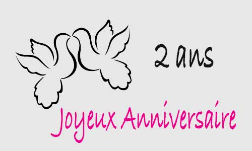 Carte anniversaire amour 2 ans colombe