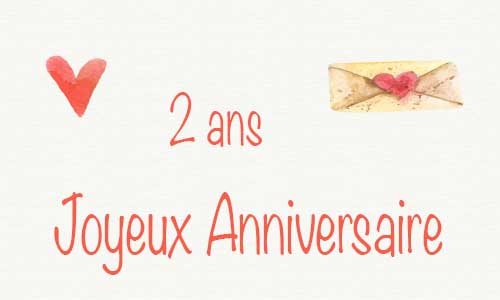 Carte anniversaire amour 2 ans deux coeur