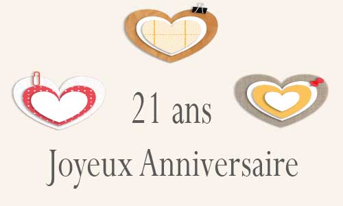 Carte anniversaire amour 21 ans postite coeur