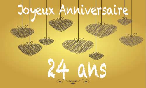 Carte anniversaire amour 24 ans craie coeur