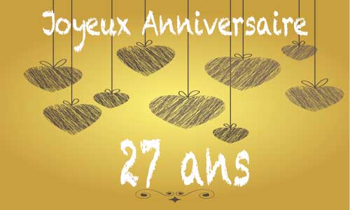 Carte anniversaire amour 27 ans craie coeur