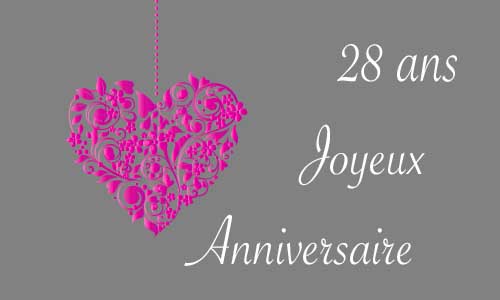 Carte anniversaire amour 28 ans gris