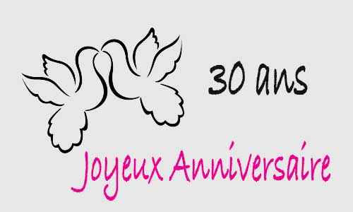 Carte anniversaire amour 30 ans colombe