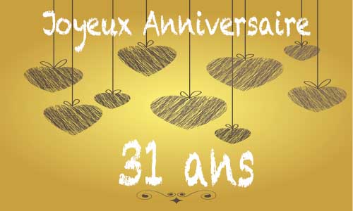 Carte anniversaire amour 31 ans craie coeur