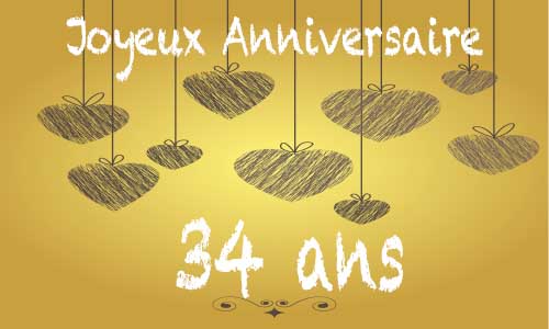 Carte anniversaire amour 34 ans craie coeur