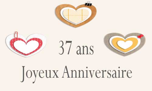 Carte anniversaire amour 37 ans postite coeur