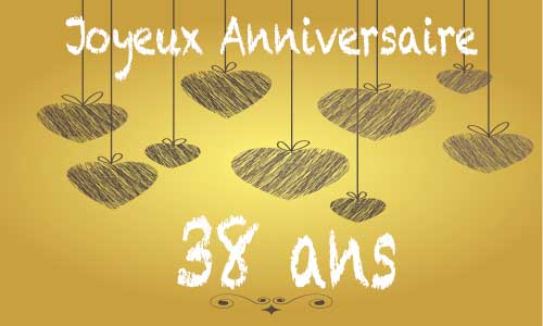 Carte anniversaire amour 38 ans craie coeur