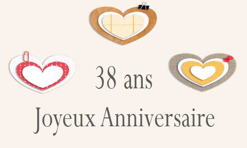 Carte anniversaire amour 38 ans postite coeur