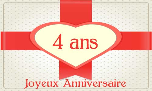 Carte anniversaire amour 4 ans cadeau