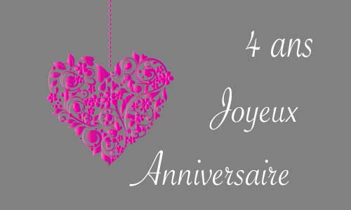 Carte anniversaire amour 4 ans gris