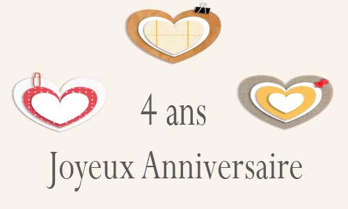 Carte anniversaire amour 4 ans postite coeur