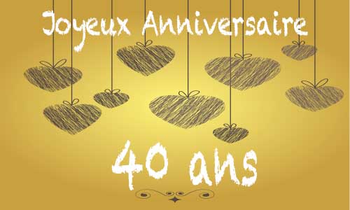 Carte anniversaire amour 40 ans craie coeur
