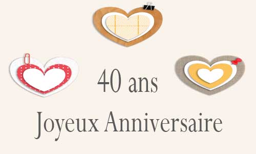 Carte anniversaire amour 40 ans postite coeur