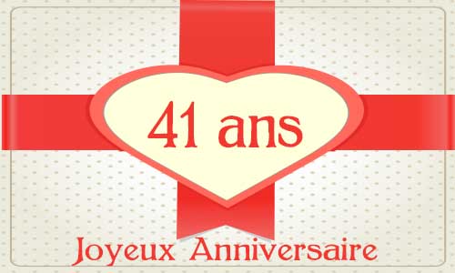 Carte anniversaire amour 41 ans cadeau