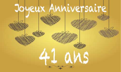 Carte anniversaire amour 41 ans craie coeur