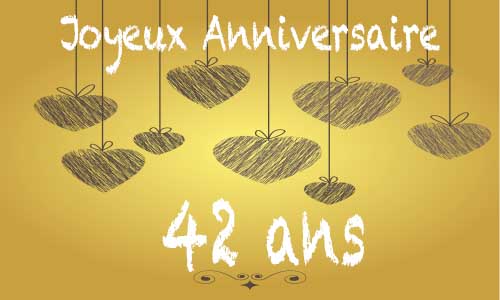 Carte anniversaire amour 42 ans craie coeur