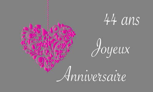Carte anniversaire amour 44 ans gris