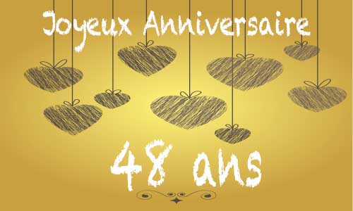 Carte anniversaire amour 48 ans craie coeur
