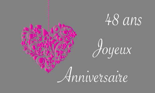 Carte anniversaire amour 48 ans gris