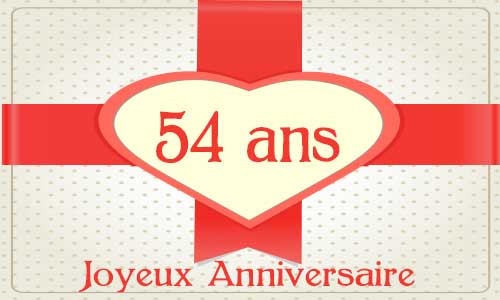 Carte anniversaire amour 54 ans cadeau