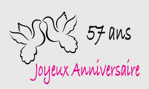 Carte anniversaire amour 57 ans colombe