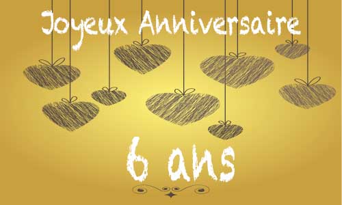 Carte anniversaire amour 6 ans craie coeur