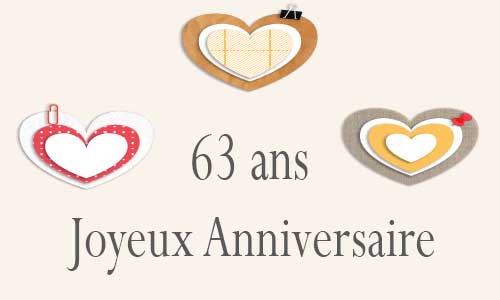 Carte anniversaire amour 63 ans postite coeur