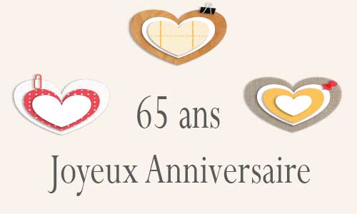 Carte anniversaire amour 65 ans postite coeur