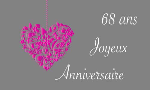 Carte anniversaire amour 68 ans gris