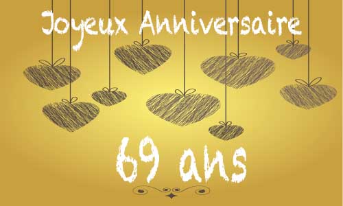Carte anniversaire amour 69 ans craie coeur