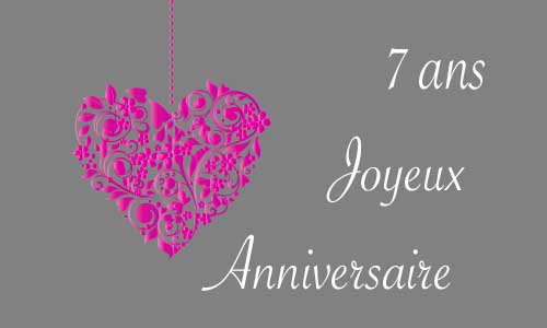 Carte anniversaire amour 7 ans gris