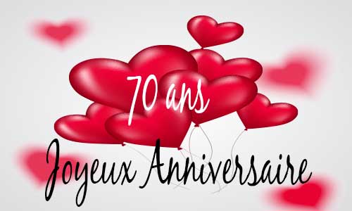 Carte anniversaire amour 70 ans ballon coeur
