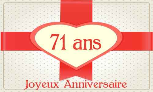 Carte anniversaire amour 71 ans cadeau