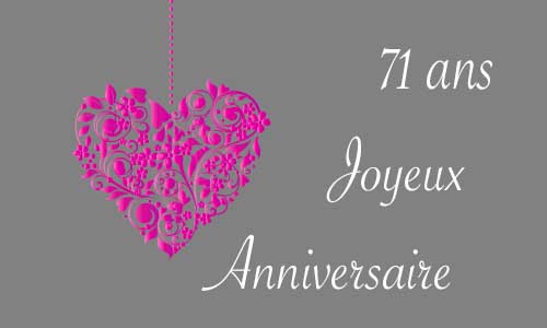 Carte anniversaire amour 71 ans gris