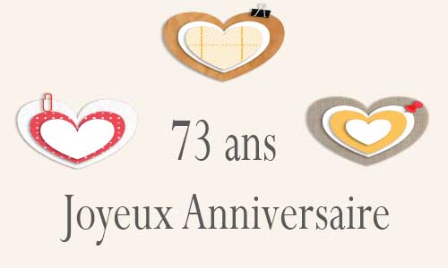 Carte anniversaire amour 73 ans postite coeur