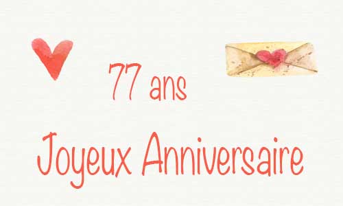 Carte anniversaire amour 77 ans deux coeur