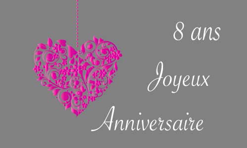 Carte anniversaire amour 8 ans gris