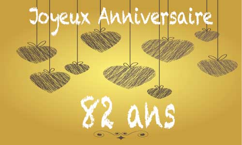 Carte anniversaire amour 82 ans craie coeur