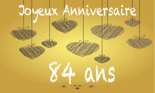 Carte anniversaire amour 84 ans craie coeur